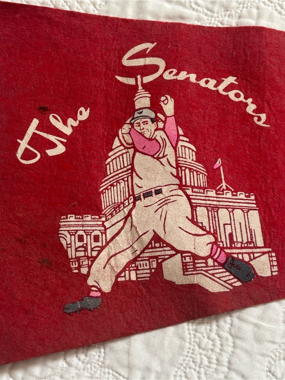 Vintage Washington Senators baseball souvenir red felt pennant capital graphics - Picture 4 of 11